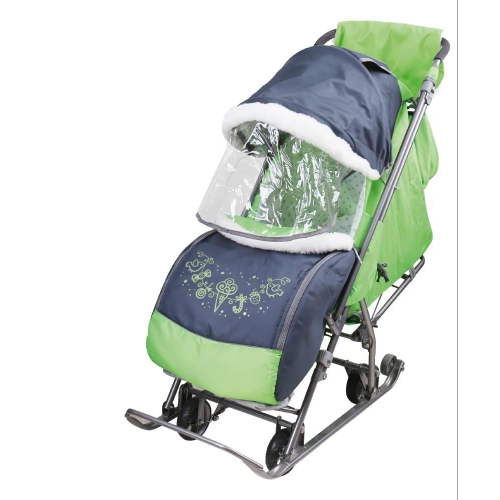 Санки-коляска Наши детки 4-1 серый с зеленым